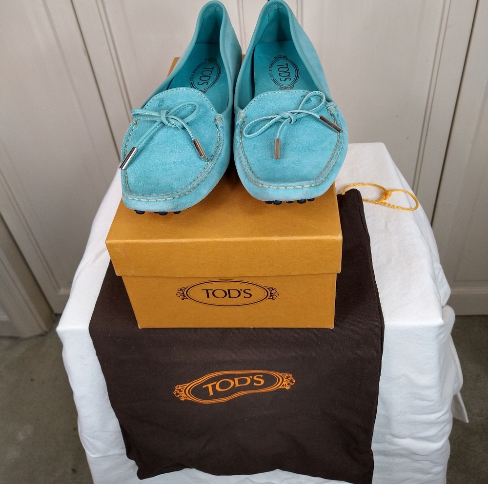Tod's Women's Blue Suede Loafers